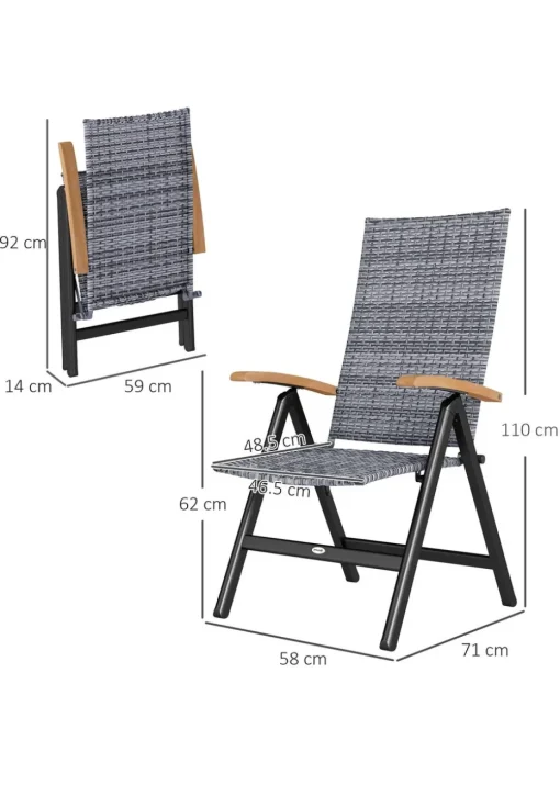 Outsunny Outdoor Folding Rattan Chair Dining Chair