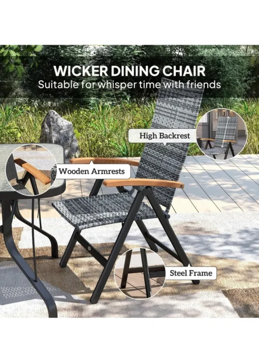 Outsunny Outdoor Folding Rattan Chair Dining Chair