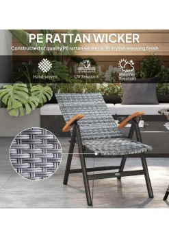 Outsunny Outdoor Folding Rattan Chair Dining Chair