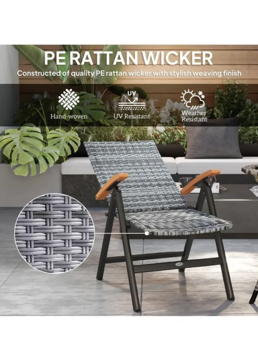 Outsunny Outdoor Folding Rattan Chair Dining Chair