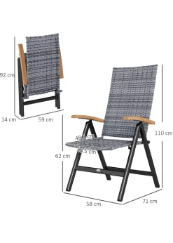 Outsunny Outdoor Folding Rattan Chair Dining Chair