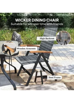 Outsunny Outdoor Folding Rattan Chair Dining Chair