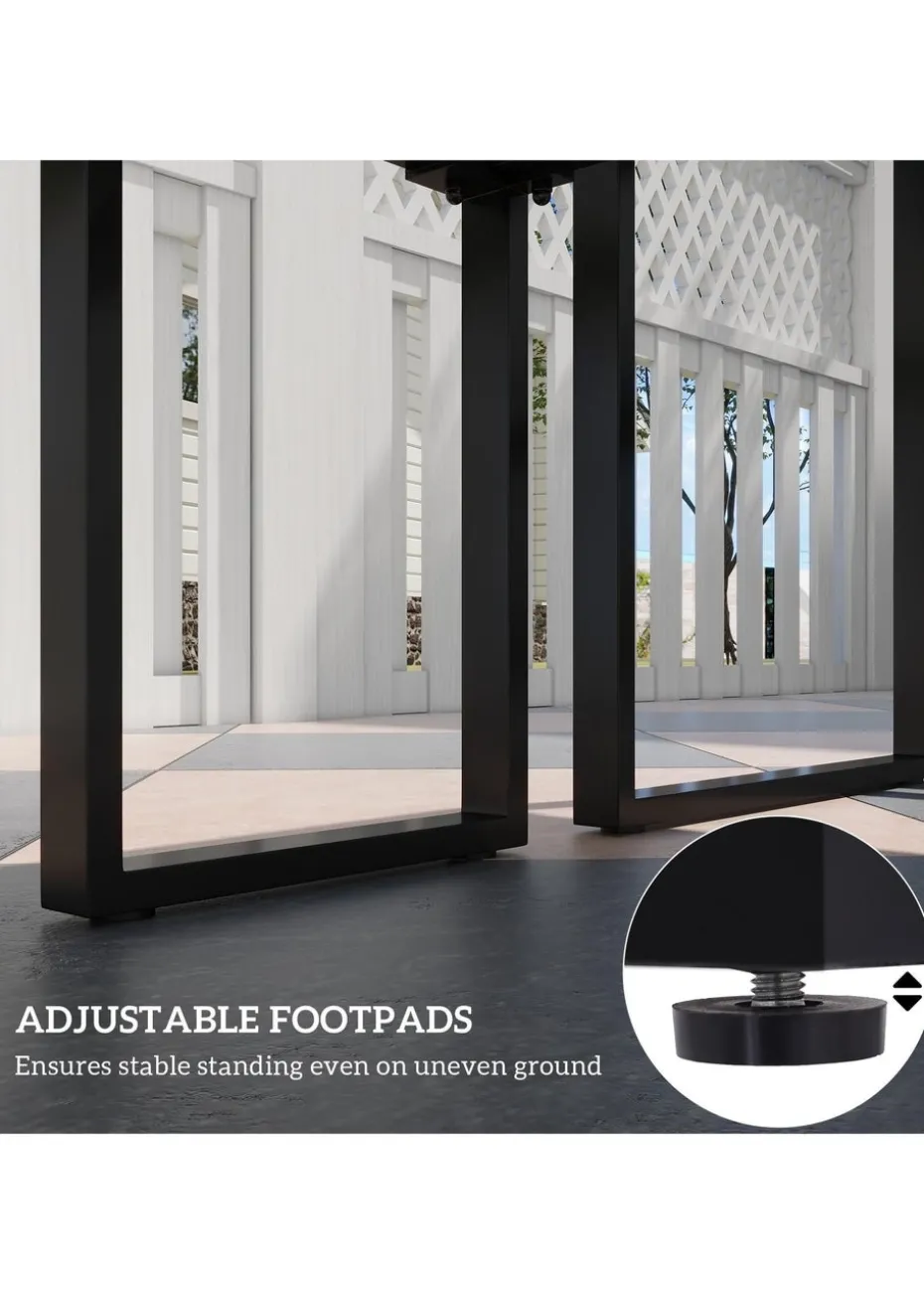 Outsunny 3Pcs Outdoor Dining Set Metal Beer Table Bench Patio Garden Yard