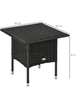 Outsunny PE Rattan Outdoor Coffee Table Easy Match Rattan Side Table