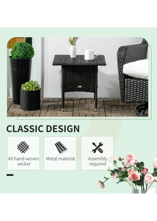 Outsunny PE Rattan Outdoor Coffee Table Easy Match Rattan Side Table