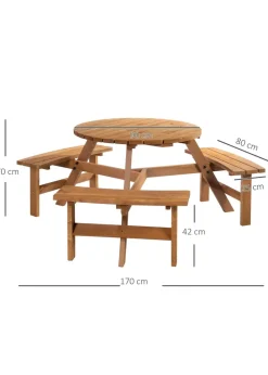 Outsunny Picnic Table and Bench Dinning Set Wooden