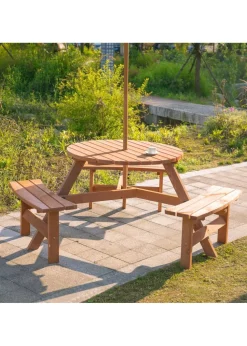 Outsunny Picnic Table and Bench Dinning Set Wooden