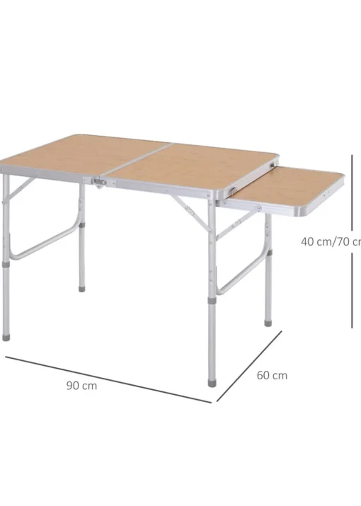 Outsunny Portable Aluminium Picnic Table with Side Desktop (90x70cm)