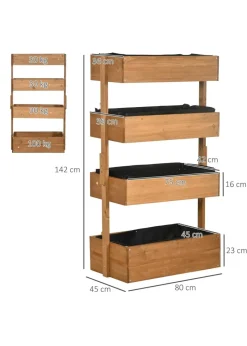 Outsunny Raised Garden Bed Wooden Plant Stand Orange