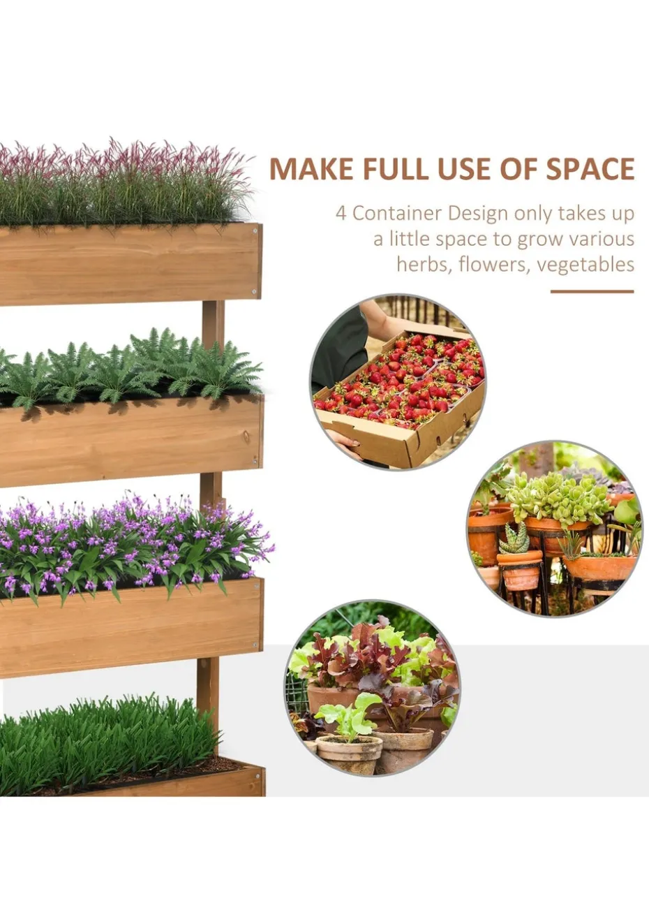 Outsunny Raised Garden Bed Wooden Plant Stand Orange