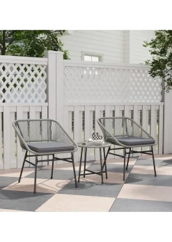 Outsunny Rattan Bistro Set Small Balcony Furniture with Cushion