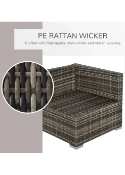 Outsunny Rattan Corner Sofa Garden Rattan Furniture Single Sofa Chair