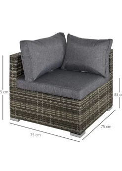 Outsunny Rattan Corner Sofa Garden Rattan Furniture Single Sofa Chair