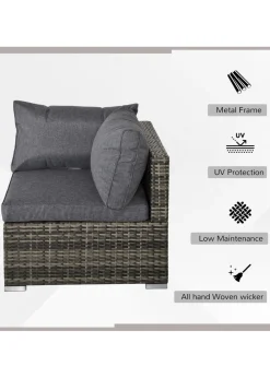 Outsunny Rattan Corner Sofa Garden Rattan Furniture Single Sofa Chair