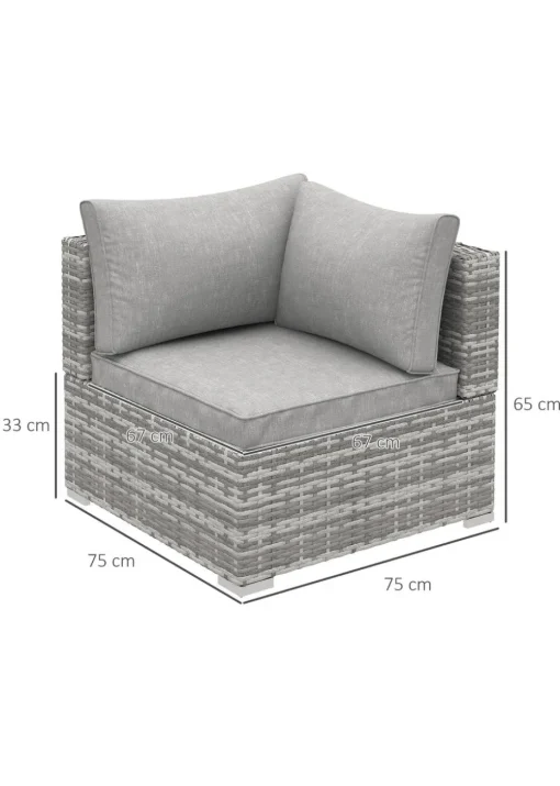 Outsunny Rattan Corner Sofa Garden Rattan Furniture Single Sofa Chair