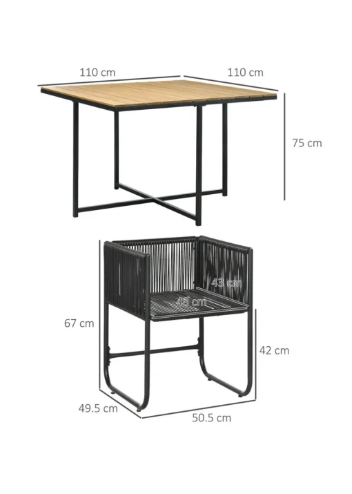 Outsunny Rattan Dining Set Rattan Cube Dining Sets with Spacesaving Design