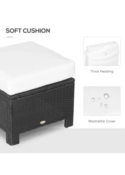 Outsunny Rattan Footstool Wicker with Cushion