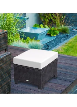 Outsunny Rattan Footstool Wicker with Cushion