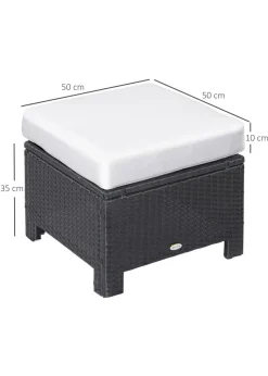 Outsunny Rattan Footstool Wicker with Cushion