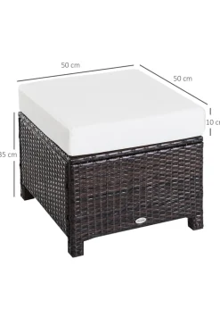 Outsunny Rattan Footstool Wicker with Cushion