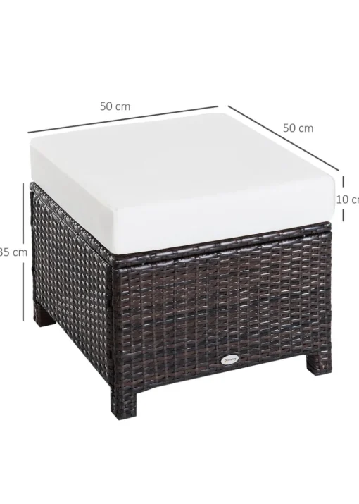 Outsunny Rattan Footstool Wicker with Cushion