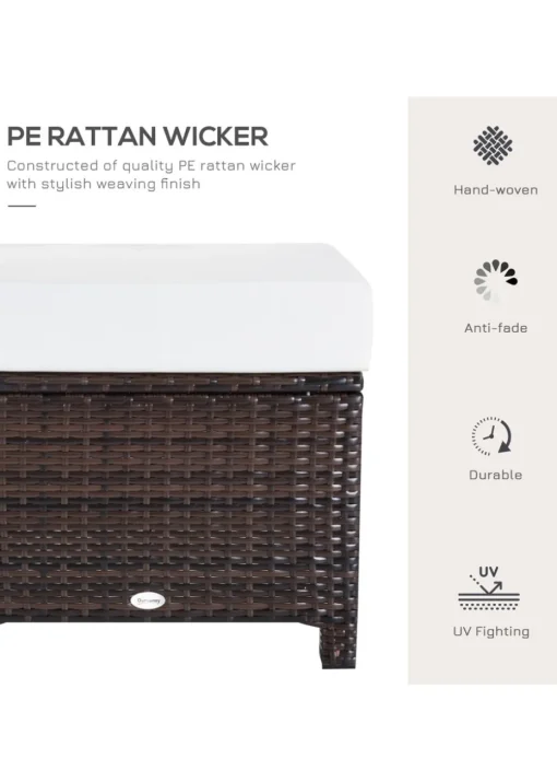 Outsunny Rattan Footstool Wicker with Cushion