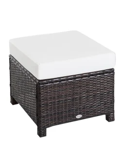 Outsunny Rattan Footstool Wicker with Cushion