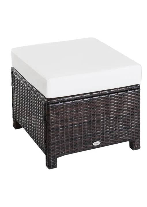 Outsunny Rattan Footstool Wicker with Cushion