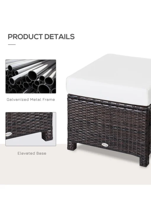Outsunny Rattan Footstool Wicker with Cushion