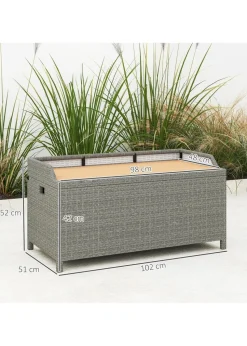 Outsunny Rattan Outdoor Storage Bench with Aluminium Frame