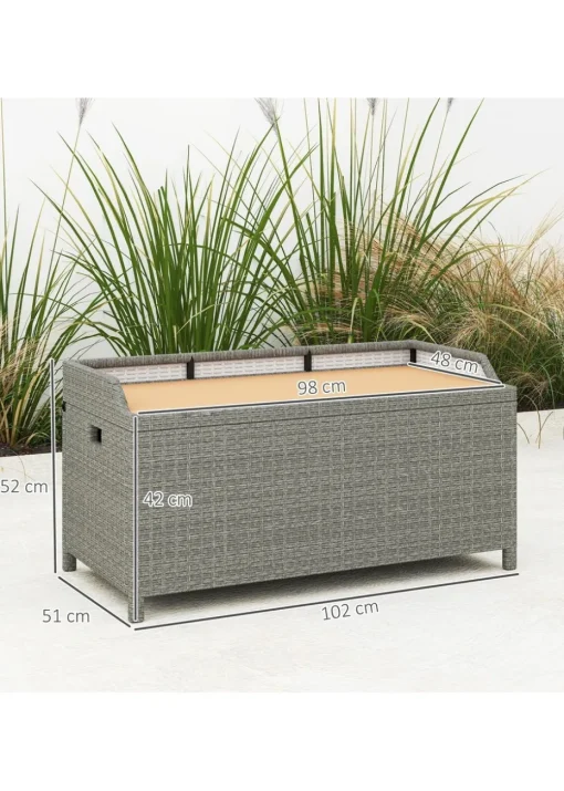 Outsunny Rattan Outdoor Storage Bench with Aluminium Frame