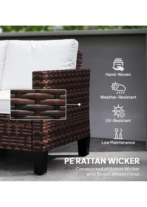 Outsunny Rattan Sofa with Cushions 2 Seater Garden Furniture