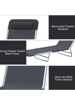 Outsunny Recliner Garden Sun Lounger Patio (182cm x 56cm x 24.5cm)