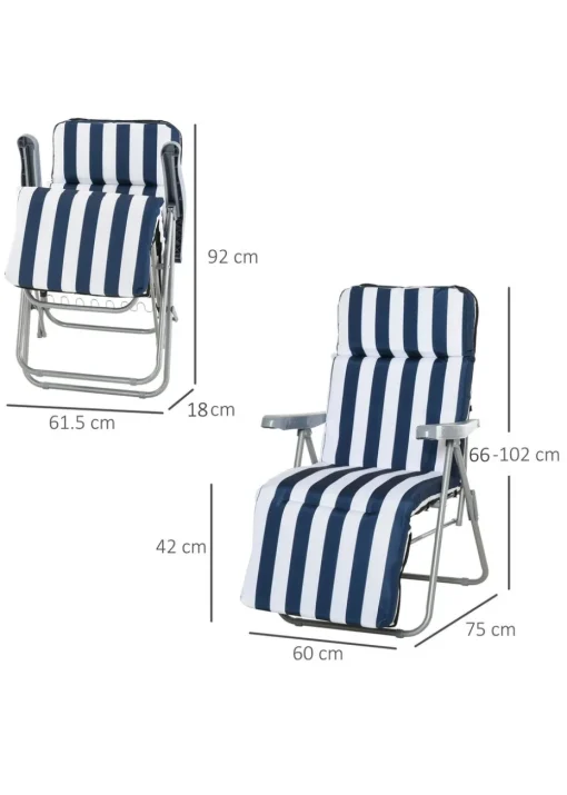 Outsunny Set of 2 Garden Patio Foldable  Sun Recliners Loungers