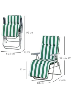 Outsunny Set of 2 Garden Patio Foldable  Sun Recliners Loungers