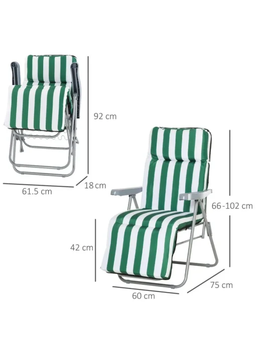 Outsunny Set of 2 Garden Patio Foldable  Sun Recliners Loungers