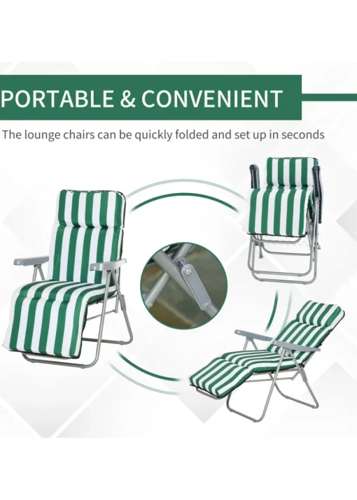 Outsunny Set of 2 Garden Patio Foldable  Sun Recliners Loungers