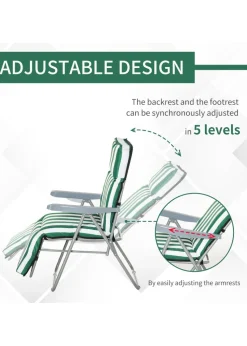 Outsunny Set of 2 Garden Patio Foldable  Sun Recliners Loungers