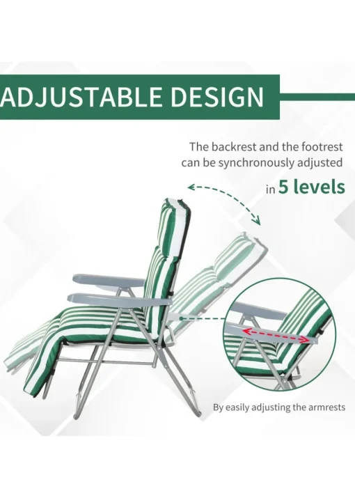 Outsunny Set of 2 Garden Patio Foldable  Sun Recliners Loungers