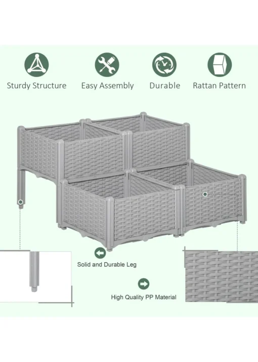 Outsunny Set of 4 26L Garden Raised Bed