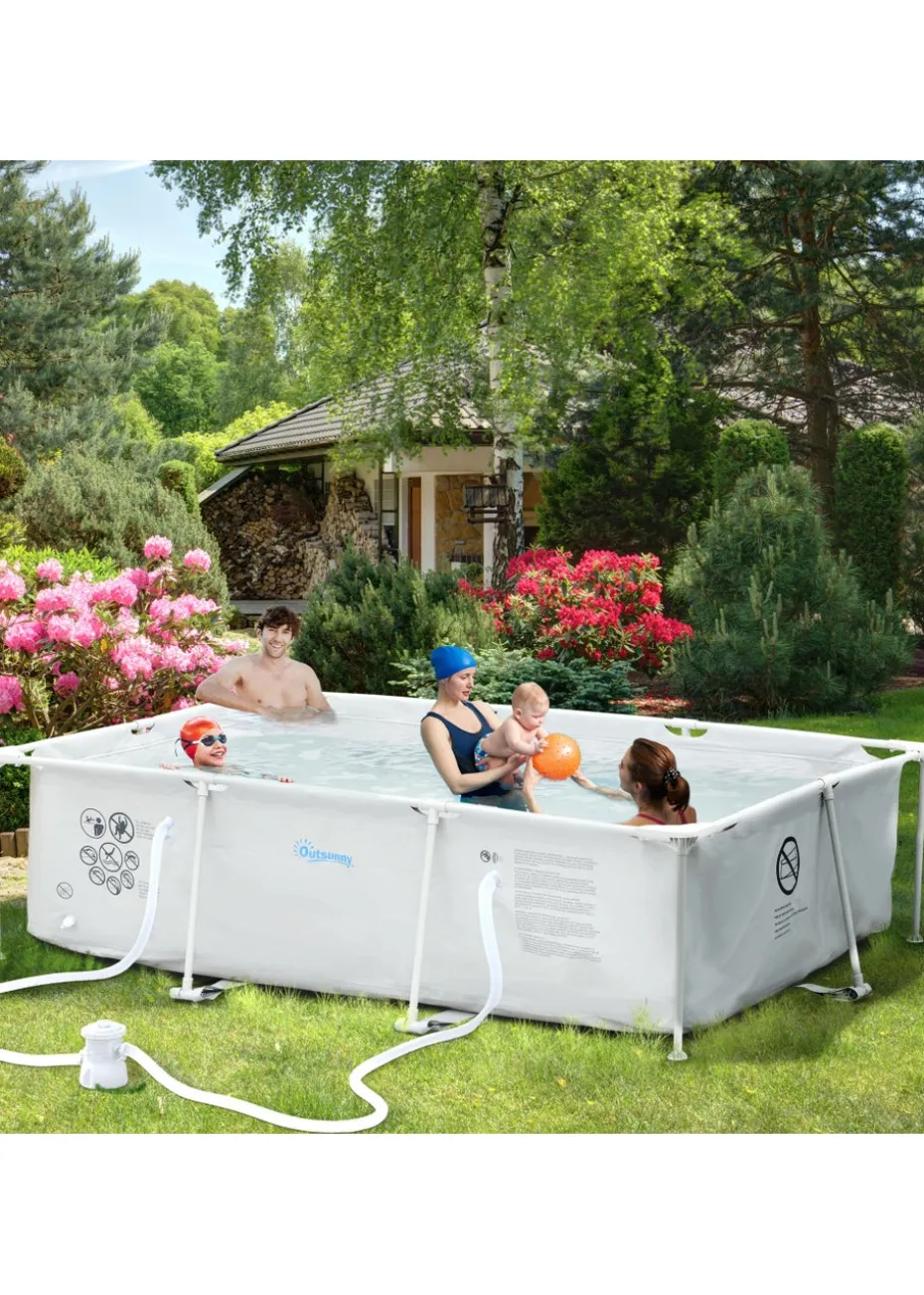 Outsunny Steel Frame Pool with Filter Pump Ground Swimming Pool