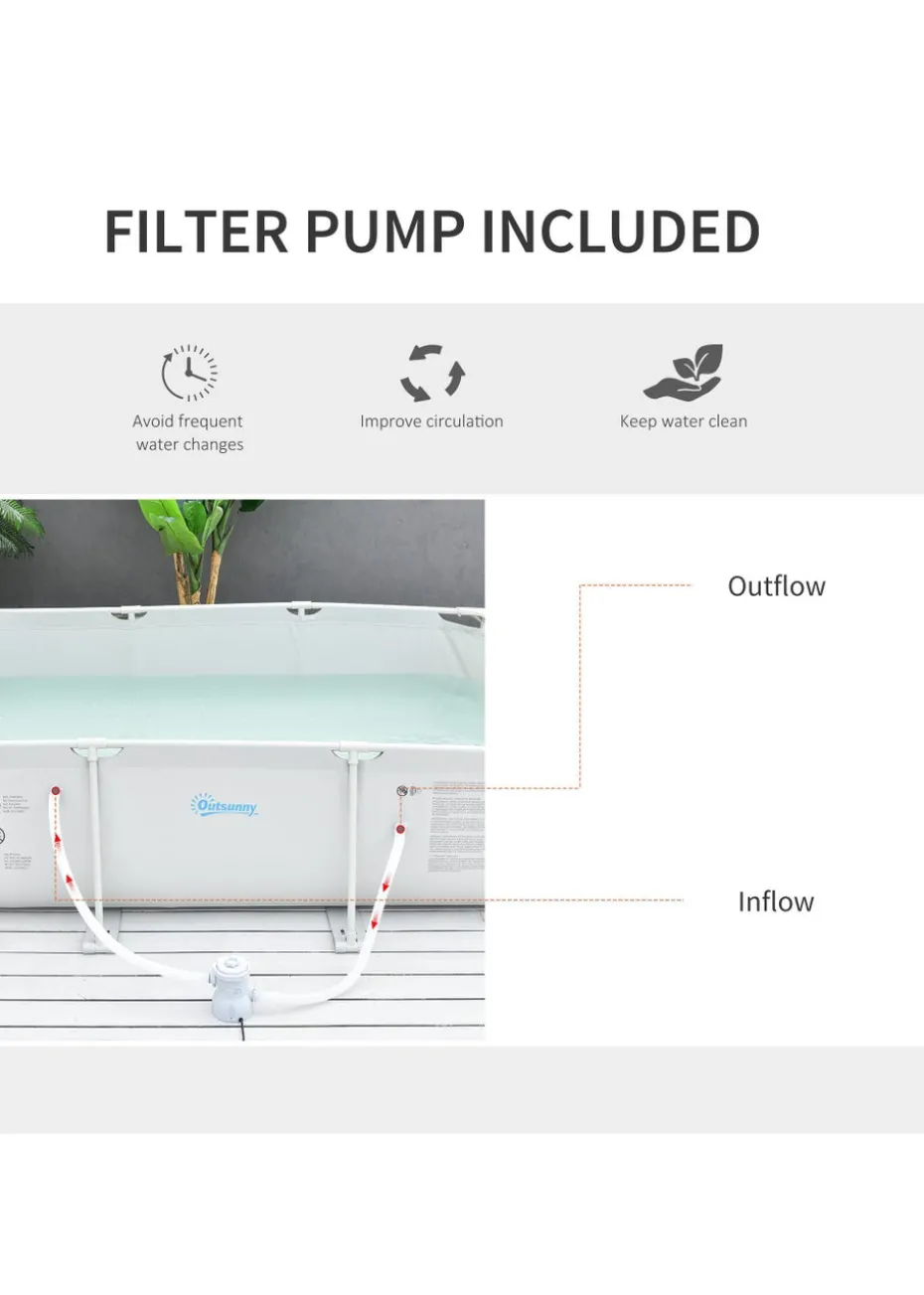 Outsunny Steel Frame Pool with Filter Pump Ground Swimming Pool