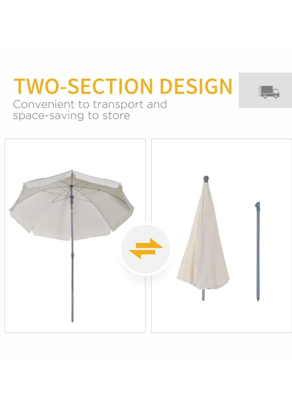 Outsunny Tilt Garden Parasol Beach Umbrella Patio Sun Shade