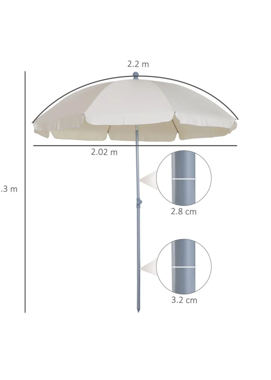 Outsunny Tilt Garden Parasol Beach Umbrella Patio Sun Shade