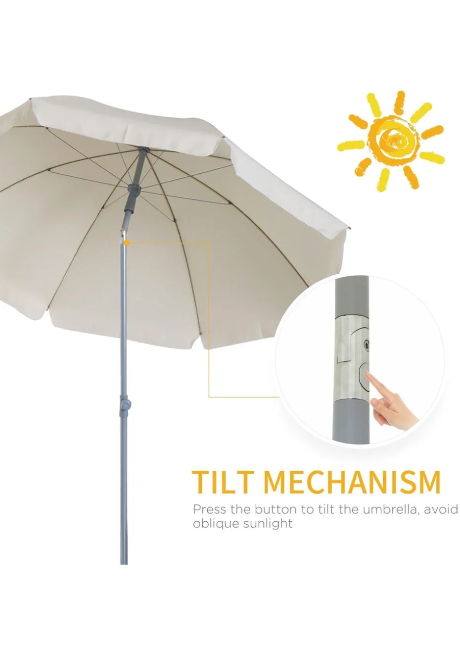 Outsunny Tilt Garden Parasol Beach Umbrella Patio Sun Shade