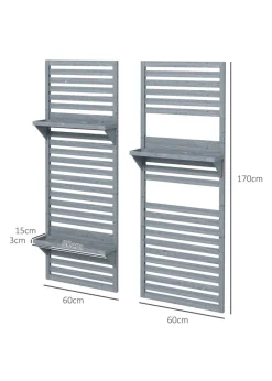 Outsunny Wall Mounted Plant Stands with Shelves & Slatted Trellis Set of 2