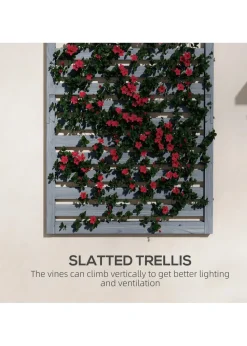 Outsunny Wall Mounted Plant Stands with Shelves & Slatted Trellis Set of 2