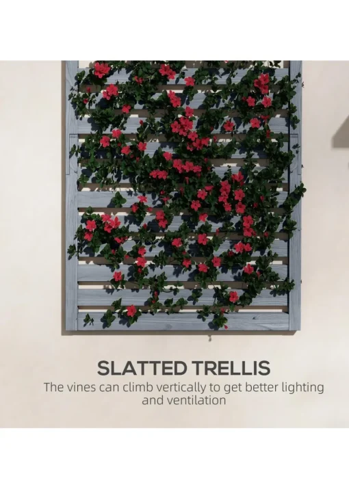 Outsunny Wall Mounted Plant Stands with Shelves & Slatted Trellis Set of 2