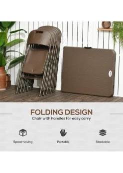 Outsuny HDPE Molding Design Resin Rattan Dining Set Foldable Table and Chairs