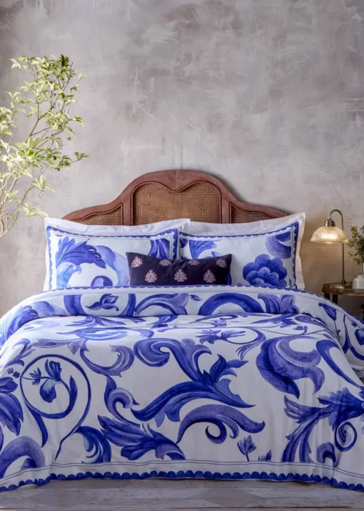 Paoletti Azzuro Printed Cotton Pillowcase